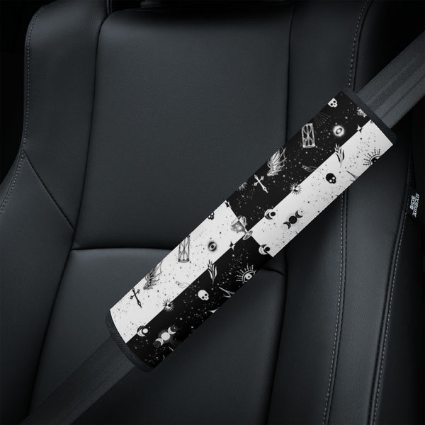 Seat Belt Cover for Cars | Vehicle Seatbelt Protector | Shoulder Pad/Cushion | Safety Belt Wrap | Monochrome Checkered
