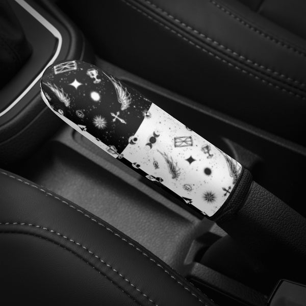 Universal Handbrake Cover for Cars | Hand Brake Protector | Vehicle Handbrake Sleeve - Monochrome Checkered