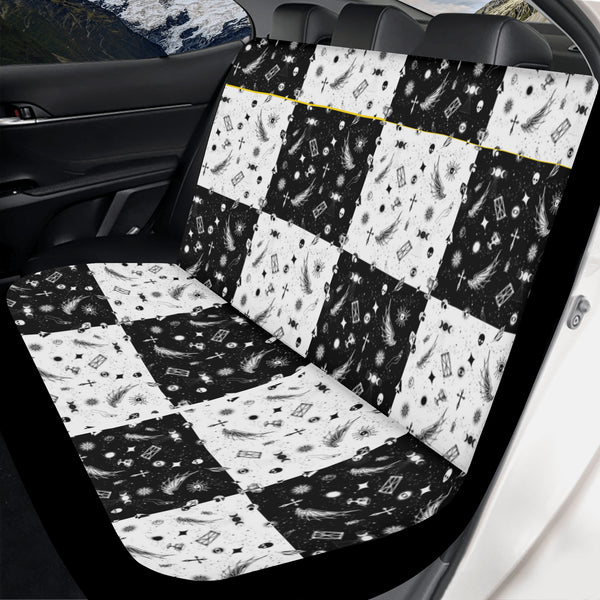 Car Accessories | Car Seat Covers for Back | Fitted Sweat Protector | Vehicle Interiors/Upholstery – Monochrome Checkered