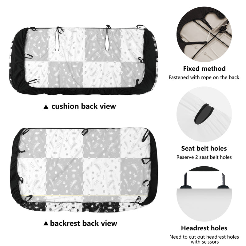 Car Accessories | Car Seat Covers for Back | Fitted Sweat Protector | Vehicle Interiors/Upholstery – Monochrome Checkered