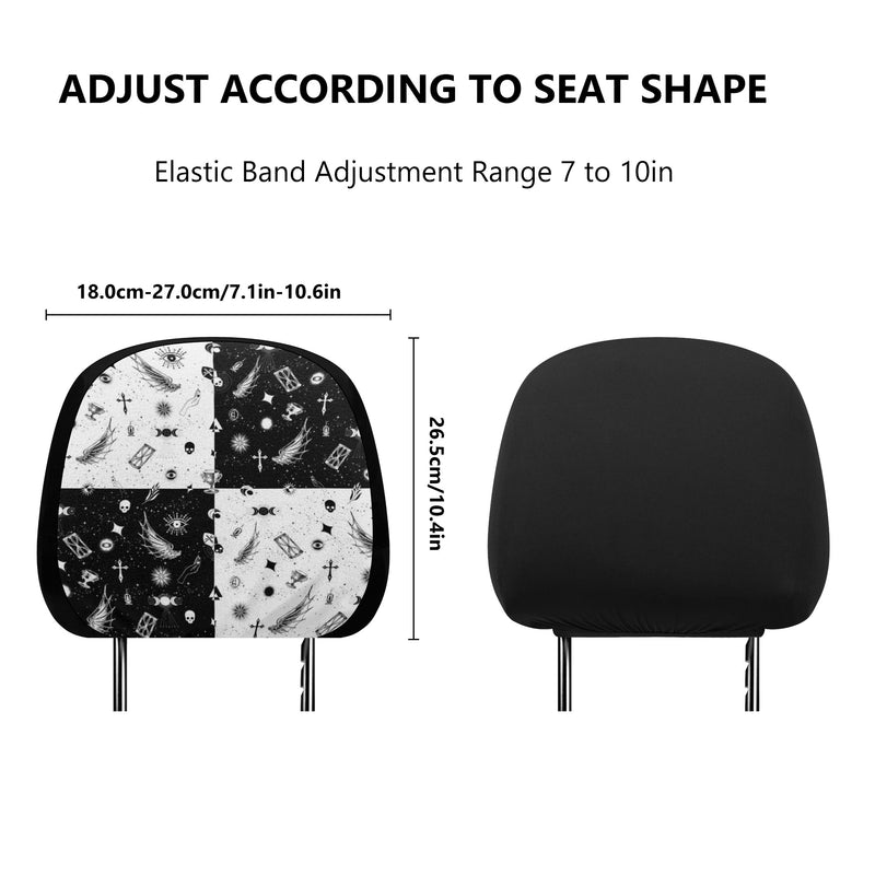 Headrest Cover for Cars | Universal fit | Trendy Designs on Auto Headrest slipcover - Monochrome Checkered