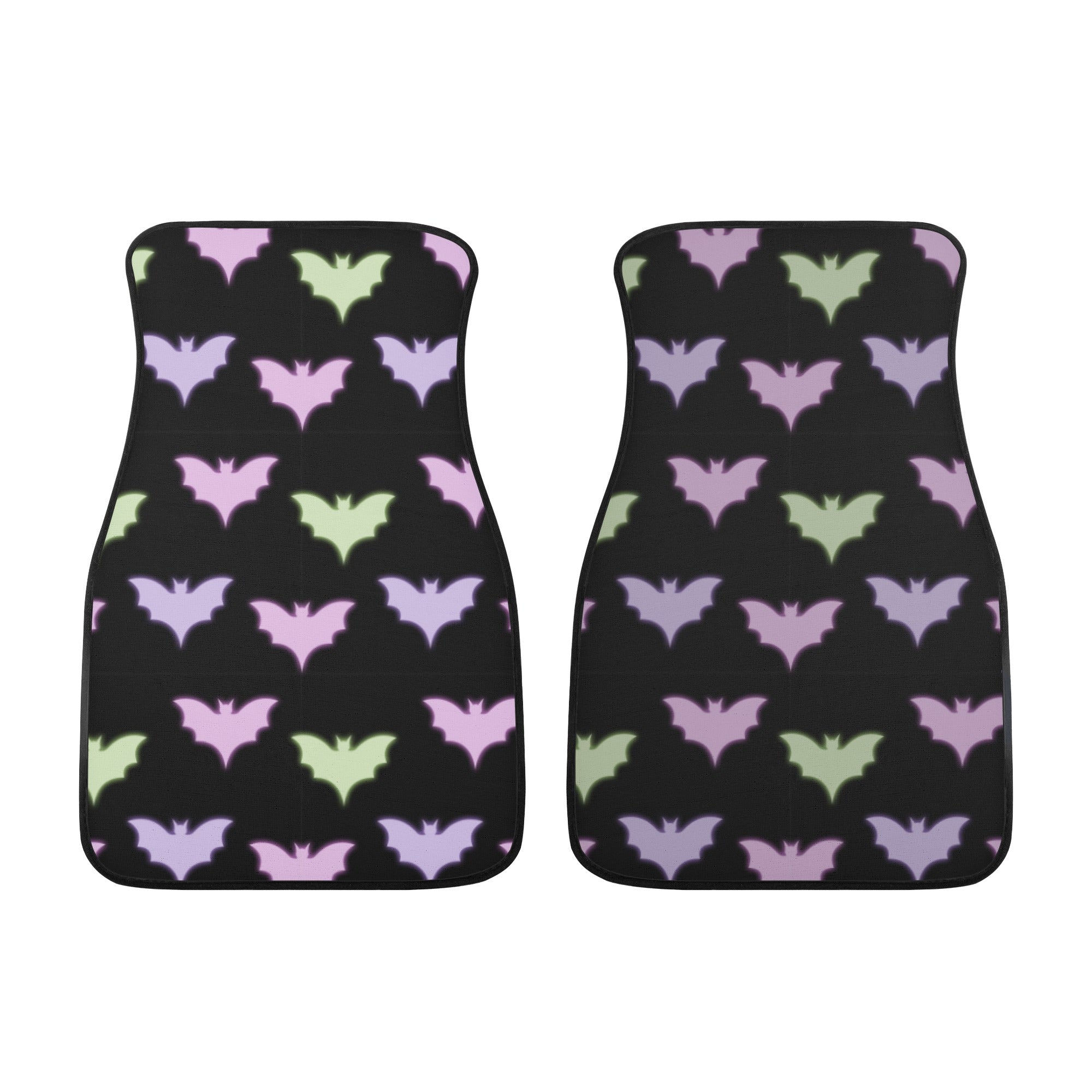Car Floor Mats | Set of 2 | Universal size | All Weather proof | Affordable | Washable- Pastel Goth Halloween Bats