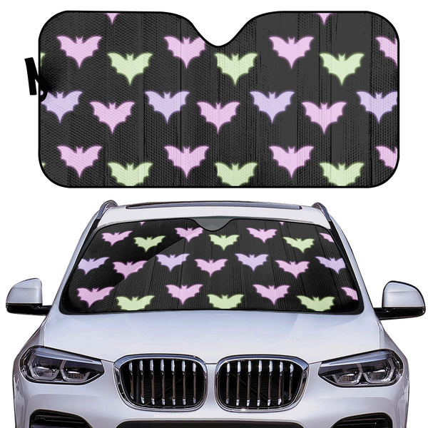 Car Decor | Pastel Goth Auto Sun Shade | Vehicle Windshield | Halloween Car Interiors | Cute Bats