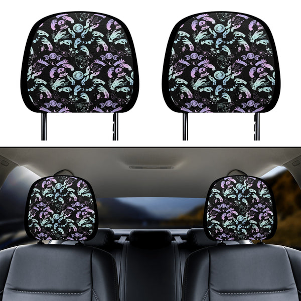 Headrest Cover for Cars | Universal fit | Trendy Designs on Auto Headrest slipcover - Witchy Crystal Balls