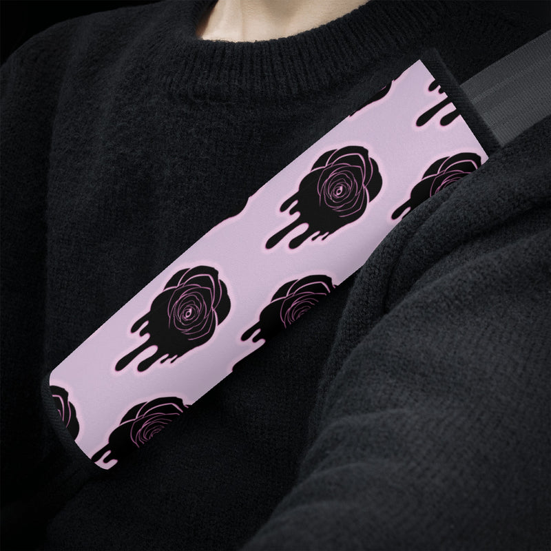 Seat Belt Cover for Cars | Vehicle Seatbelt Protector | Shoulder Pad/Cushion | Safety Belt Wrap | Halloween Black Roses