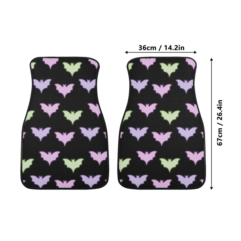 Car Floor Mats | Set of 2 | Universal size | All Weather proof | Affordable | Washable- Pastel Goth Halloween Bats