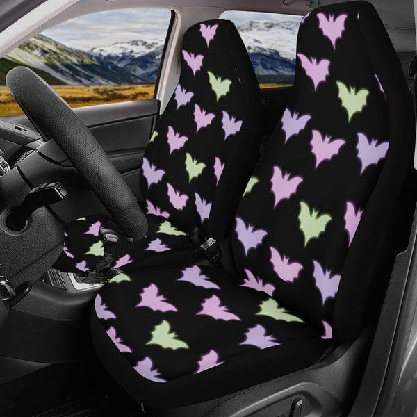 Car Accessories | Car Seat Covers for Front & Back | Cool Fitted Sweat Protector | Vehicle Interiors Upholstery | Pastel Goth Bats