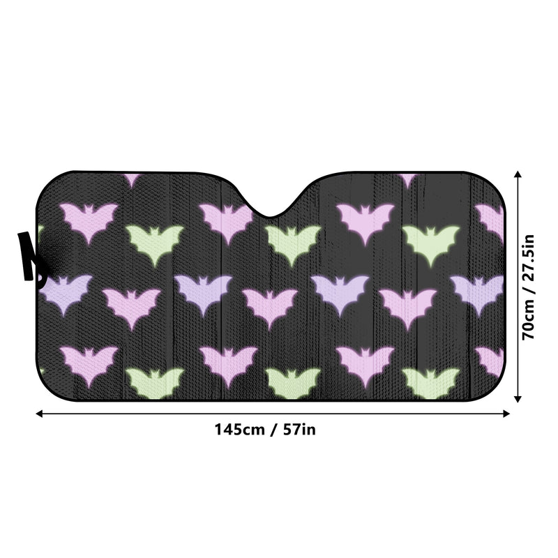 Car Decor | Pastel Goth Auto Sun Shade | Vehicle Windshield | Halloween Car Interiors | Cute Bats