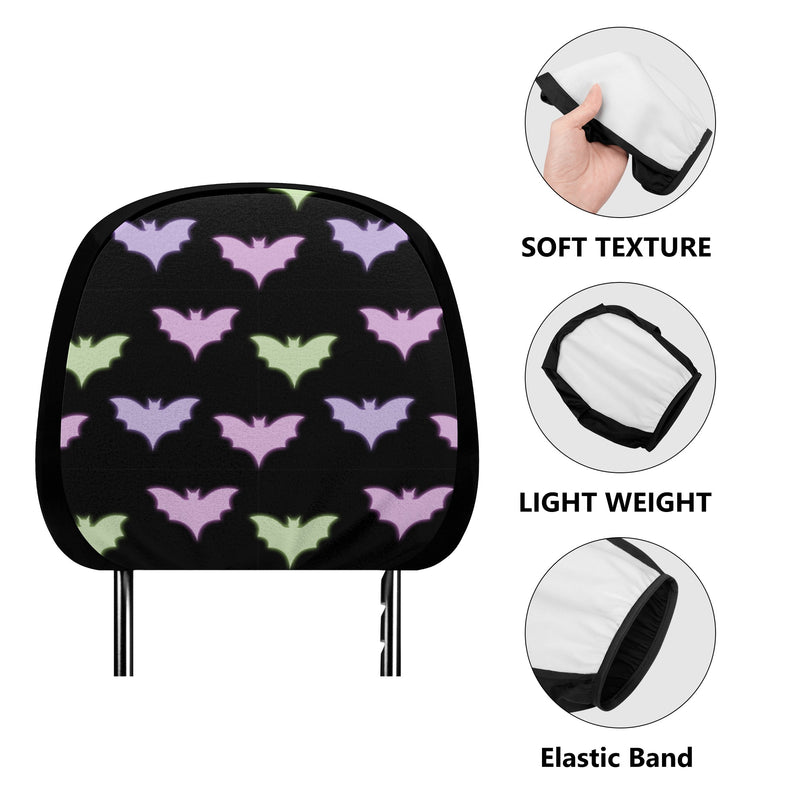 Headrest Cover for Cars | Universal fit | Trendy Designs on Auto Headrest slipcover - Pastel Goth Bats