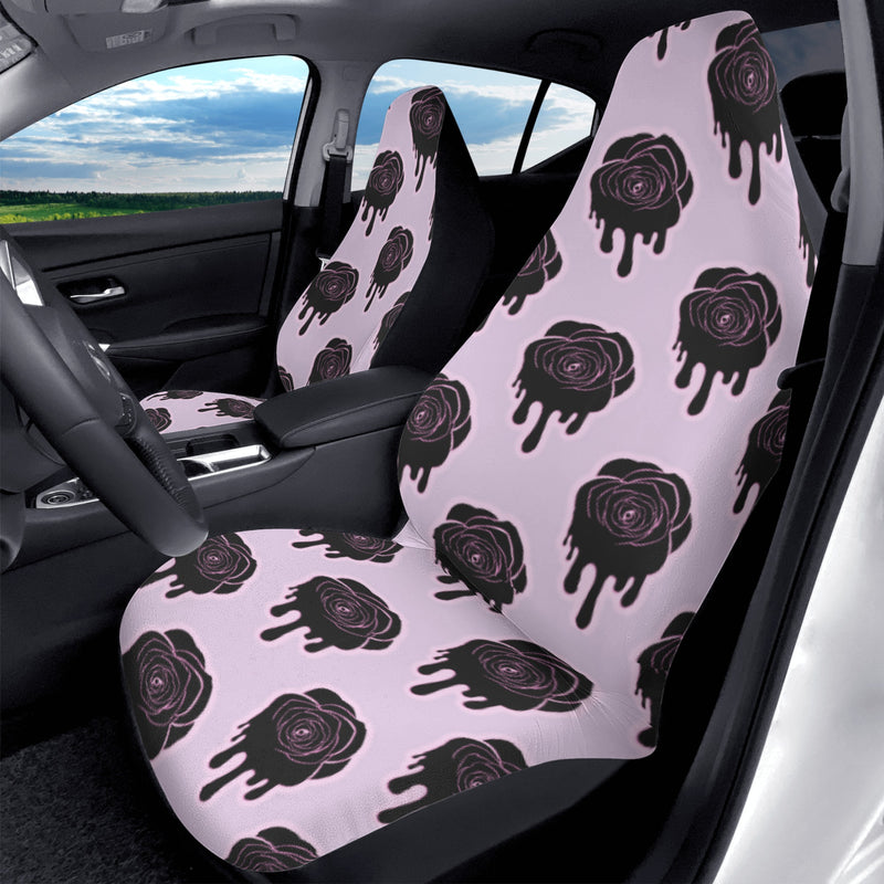 Car Accessories | Car Seat Covers for Front | Set of 2 | Sweat Protector | Vehicle Interiors– Halloween Black Roses