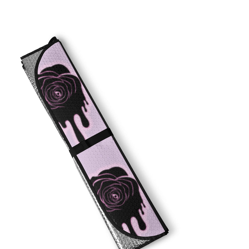 Car Decor | Pastel Goth Auto Sun Shade | Vehicle Windshield | Halloween Car Interiors | Black Roses