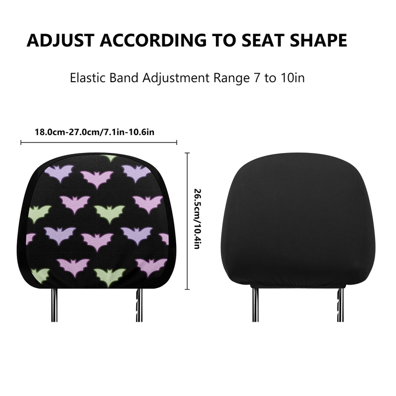 Headrest Cover for Cars | Universal fit | Trendy Designs on Auto Headrest slipcover - Pastel Goth Bats