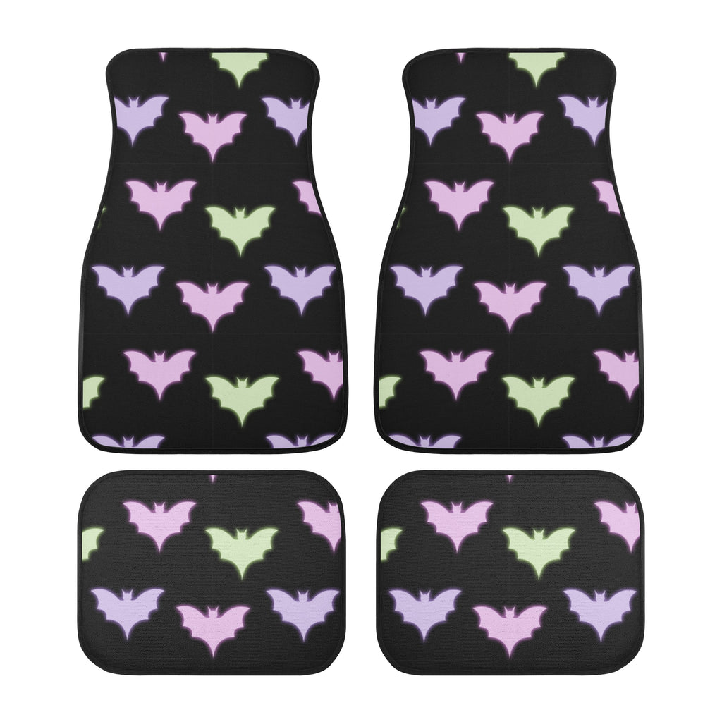 Car Floor Mats | Set of 4 | Universal size | All Weather proof | Affordable | Washable- Pastel Goth Halloween Bats
