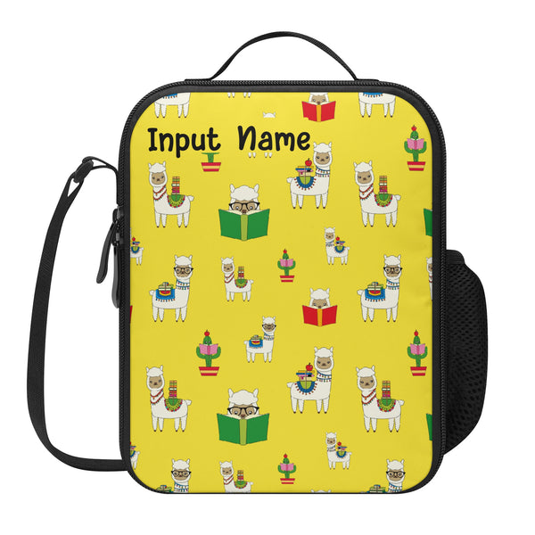 Lunch Bag | All-Over Print | Lunch Box Bag with Bottle Holder | Personalized | Spacious |Cute Alpaca