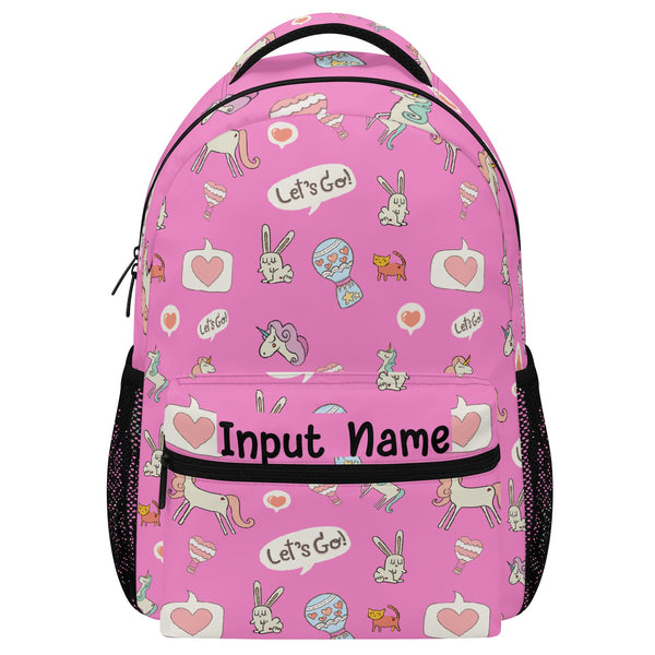 Back to School Essentials: Stylish & Practical Backpacks for Kids and Tweens. Personalized Pink Whimsical Unicorn pattern