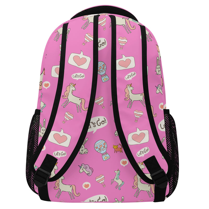 Back to School Essentials: Stylish & Practical Backpacks for Kids and Tweens. Personalized Pink Whimsical Unicorn pattern