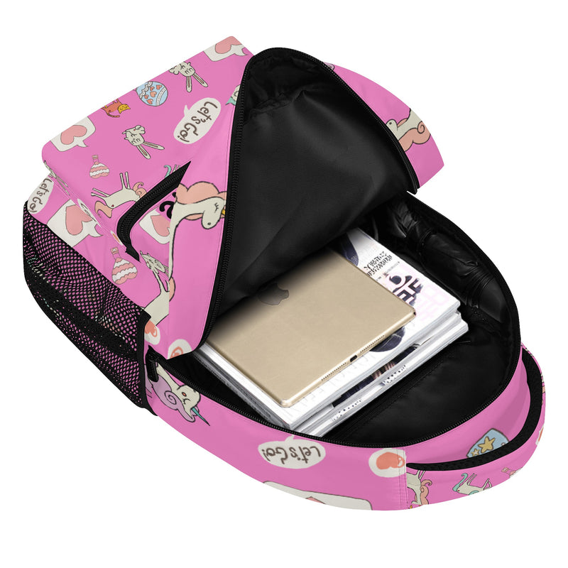 Back to School Essentials: Stylish & Practical Backpacks for Kids and Tweens. Personalized Pink Whimsical Unicorn pattern