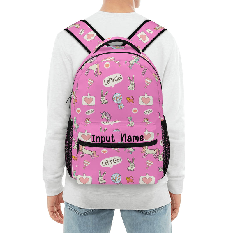 Back to School Essentials: Stylish & Practical Backpacks for Kids and Tweens. Personalized Pink Whimsical Unicorn pattern