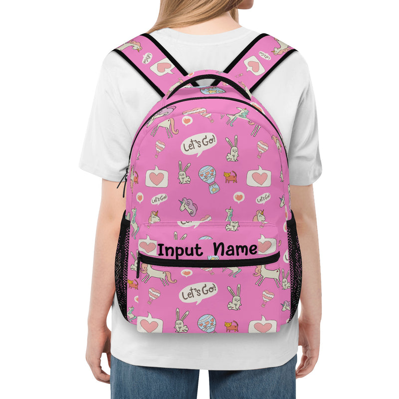 Back to School Essentials: Stylish & Practical Backpacks for Kids and Tweens. Personalized Pink Whimsical Unicorn pattern