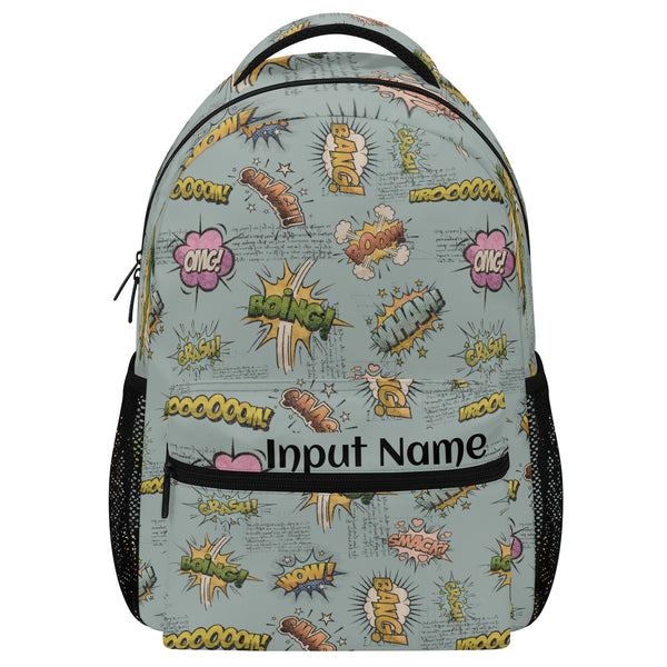 Back to School Essentials: Trendy & Cool Backpacks for Teens. Personalized Onomatopoeia bookbag for middle schoolers