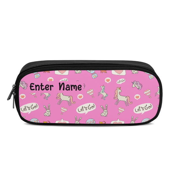 Back to School Essentials: Stylish & Practical PU Leather Pencil Case for Kids and Teens. Personalized Pink Unicorn pattern is both Cute & Fun