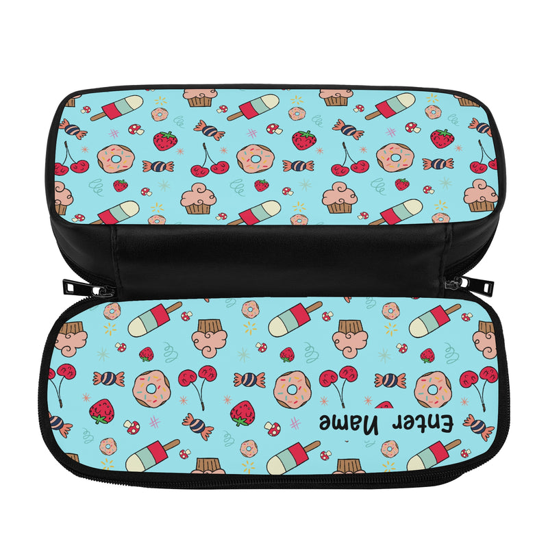 Back to School Essentials: Stylish & Practical PU Leather Pencil Case for Kids and Teens. Personalized Donut & Ice Cream pattern