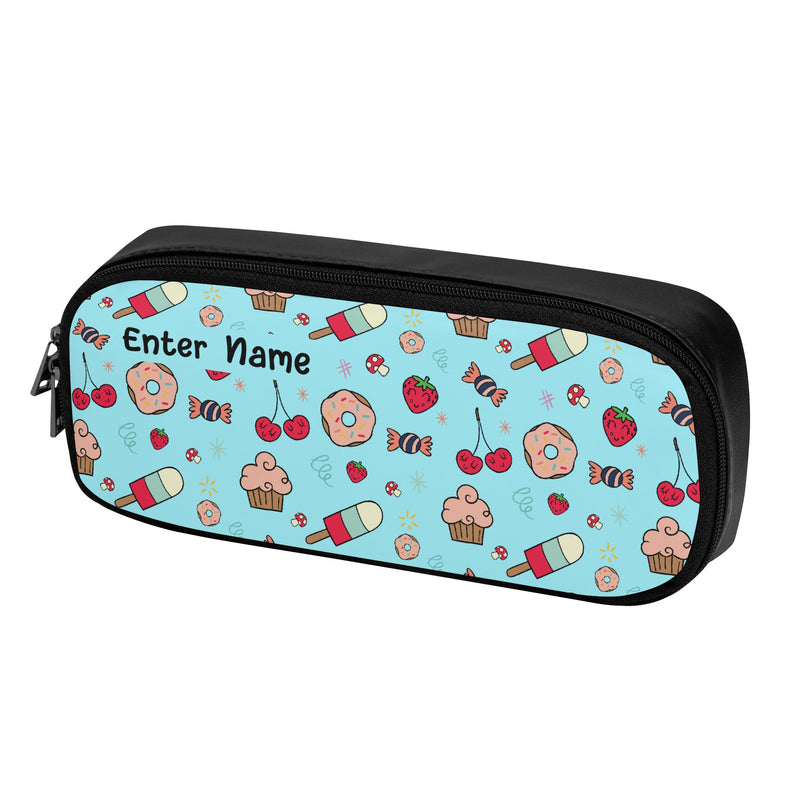 Back to School Essentials: Stylish & Practical PU Leather Pencil Case for Kids and Teens. Personalized Donut & Ice Cream pattern