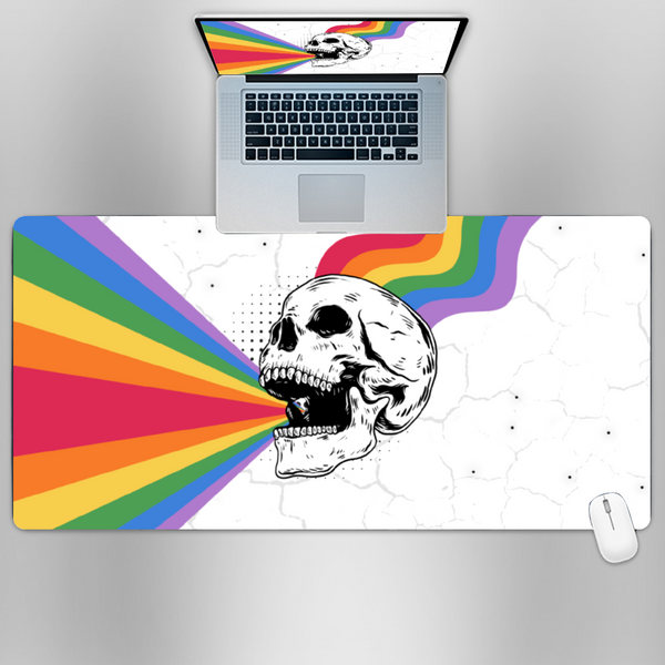 Premium PU Leather Mouse Pads | Non-Slip |Waterproof | Stylish & Durable | Rainbow Skeleton