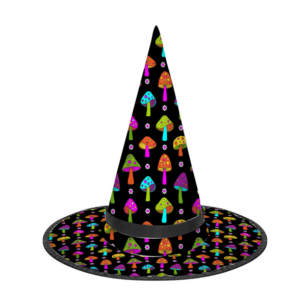 Halloween Witch Hat for Cosplay Parties or Birthday Celebrations-Trippy Mushrooms