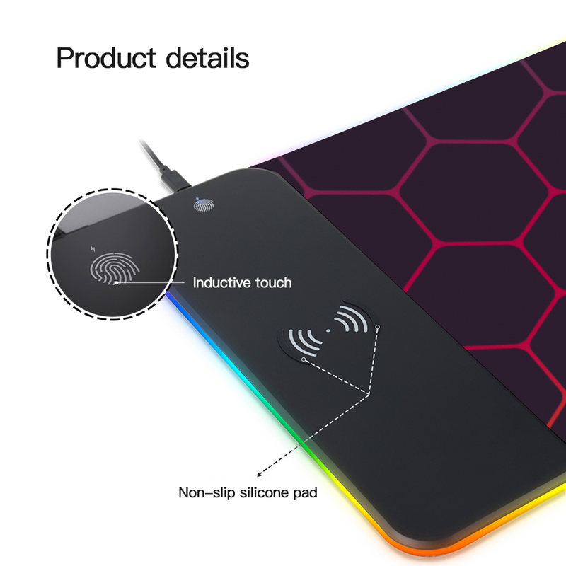 Wireless Charging Mouse Pad with RGB lighting-Waterproof-Oversized-Printed-Japanese Uni Mask