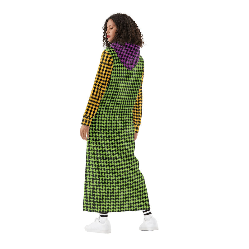 Winter Loungewear | Maxi Dress | Hooded Sweatshirt with Pockets | Plus-Petite Size | Houndstooth Multicolor dress