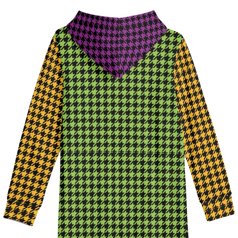 Winter Loungewear | Maxi Dress | Hooded Sweatshirt with Pockets | Plus-Petite Size | Houndstooth Multicolor dress