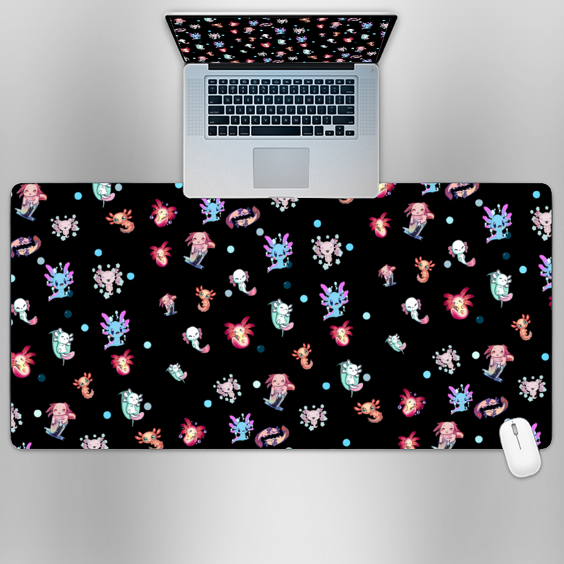 Premium PU Leather Mouse Pads | Non-Slip |Waterproof | Stylish & Durable | Cute Axolotl Pattern