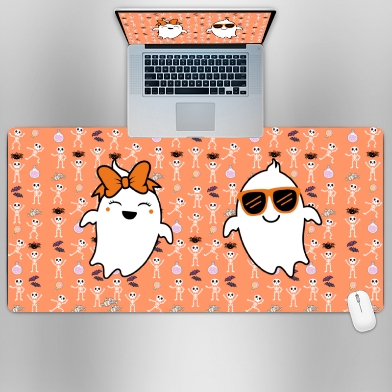 Premium PU Leather Mouse Pads | Non-Slip |Waterproof | Stylish & Durable | Funky Cute Ghost