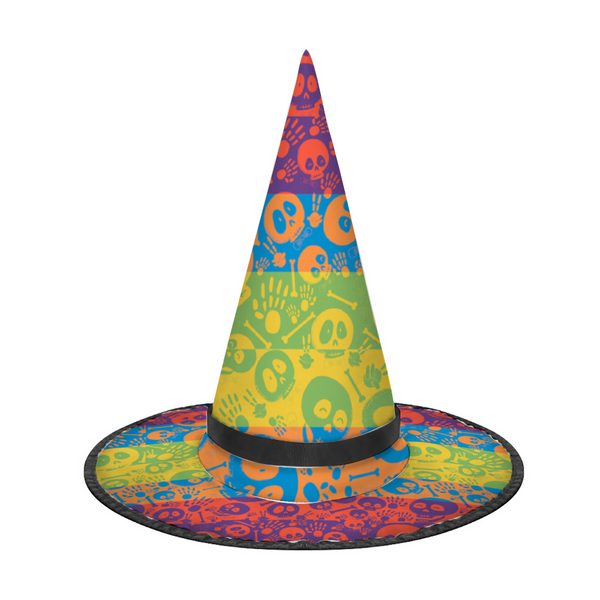 Halloween Witch Hat for Cosplay Parties or Birthday Celebrations-Rainbow Skulls
