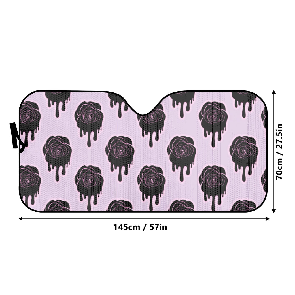 Car Sun Shade with Gothic Black Roses Halloween-inspired pattern