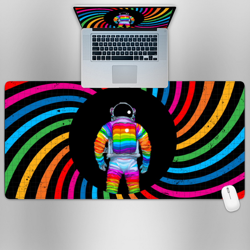 Premium PU Leather Mouse Pads | Non-Slip |Waterproof | Stylish & Durable | Astronaut in a Rainbow Universe