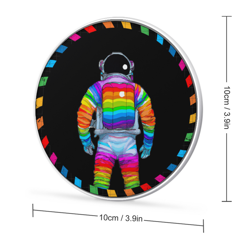 High Quality Wireless Charging Pad | Stylish, Practical, & Portable | 10W | Rainbow Universe with Astronaut