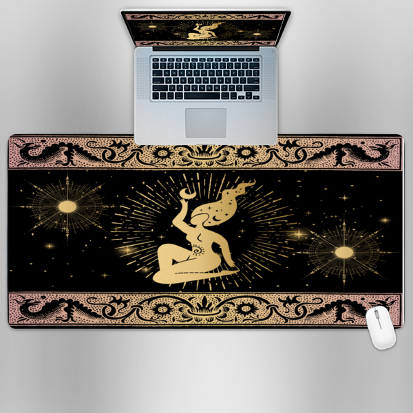 Premium PU Leather Mouse Pads | Non-Slip |Waterproof | Stylish & Durable | Celestial Wiccan Goddess