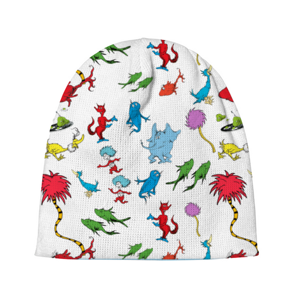 Knitted Beanies for Boys and Girls-Knit Caps for Kids and Young Adults - Cute Suess Print