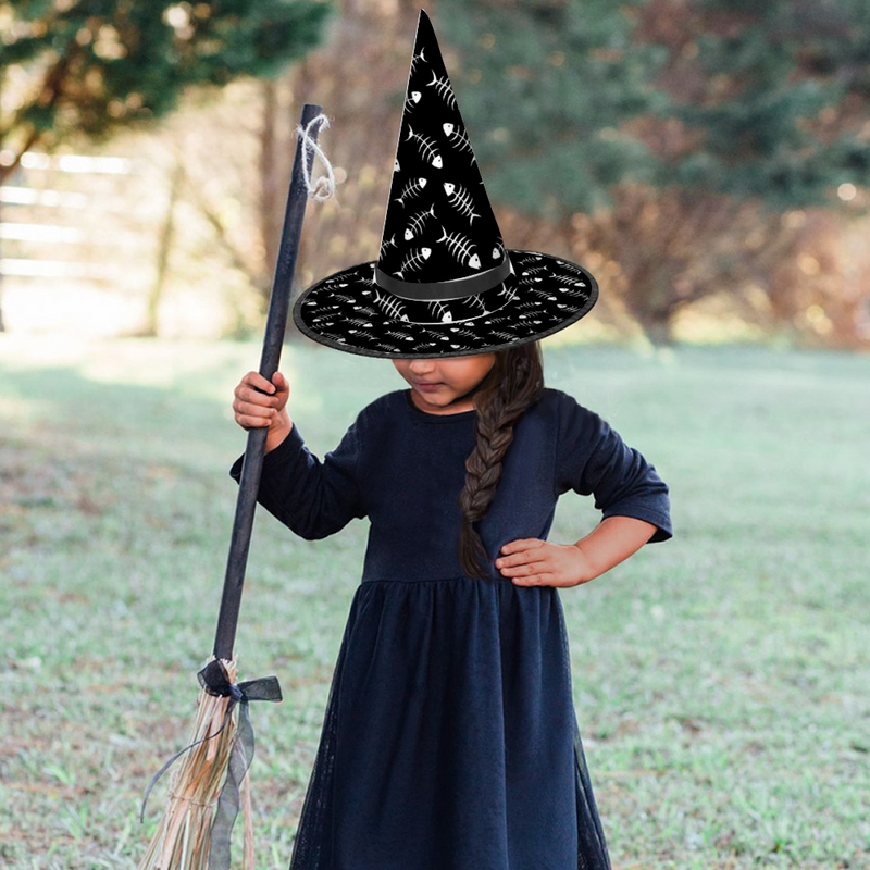 Halloween Witch Hat for Cosplay Parties or Birthday Celebrations-Fish Bones