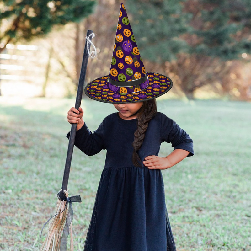 Halloween Witch Hat for Cosplay Parties or Birthday Celebrations-Creepy Pumpkins