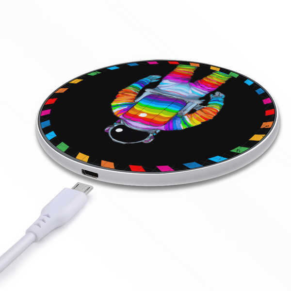 High Quality Wireless Charging Pad | Stylish, Practical, & Portable | 10W | Rainbow Universe with Astronaut