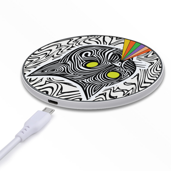 High Quality Wireless Charging Pad | Stylish, Practical, & Portable | 10W | Psychedelic Rainbow Cat
