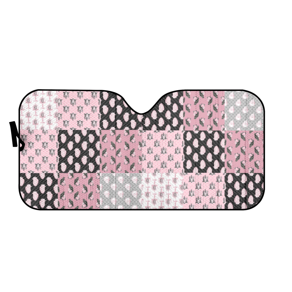 Pastel Goth Patchwork car sun shade for a cute gothic car interior