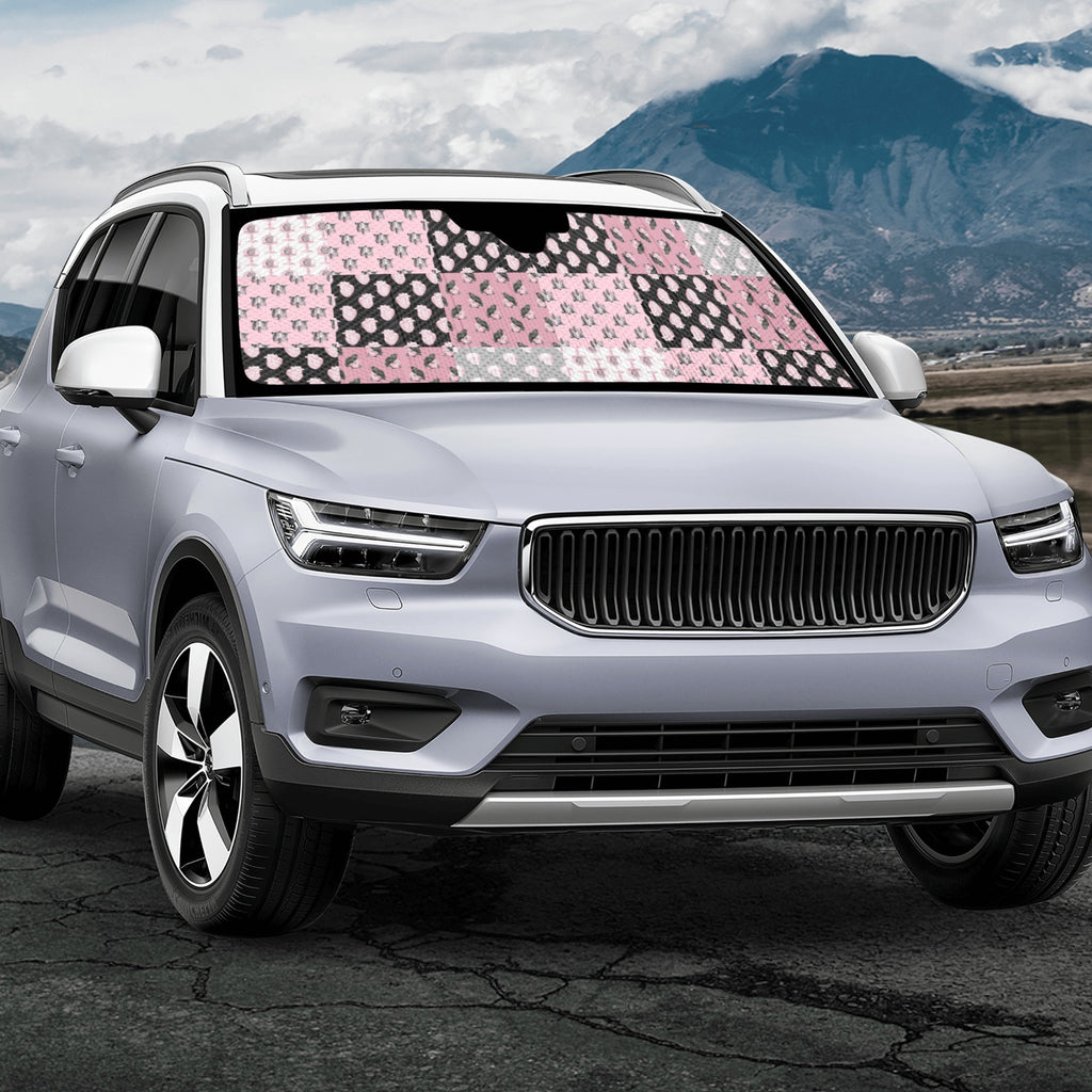 Car Sun Shade in Pastel Goth Patchwork cute gothic design