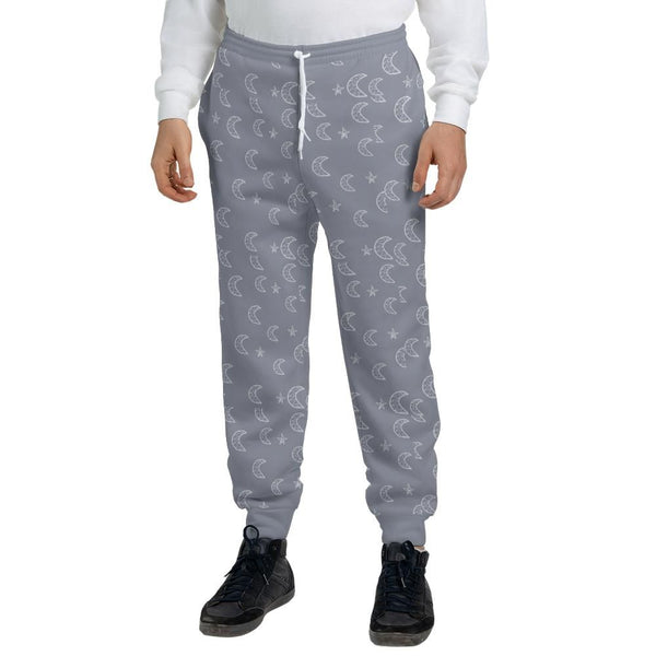 Athleisure | Fleece lined Loungewear | Unisex Sweatpants | Joggers/Track pants | Monochrome Grey Moon and Stars