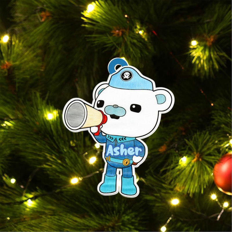 Personalized Octonauts Christmas Ornaments | Captain Barnacles Accents for tree decoration. Outdoor lawn or Family tree